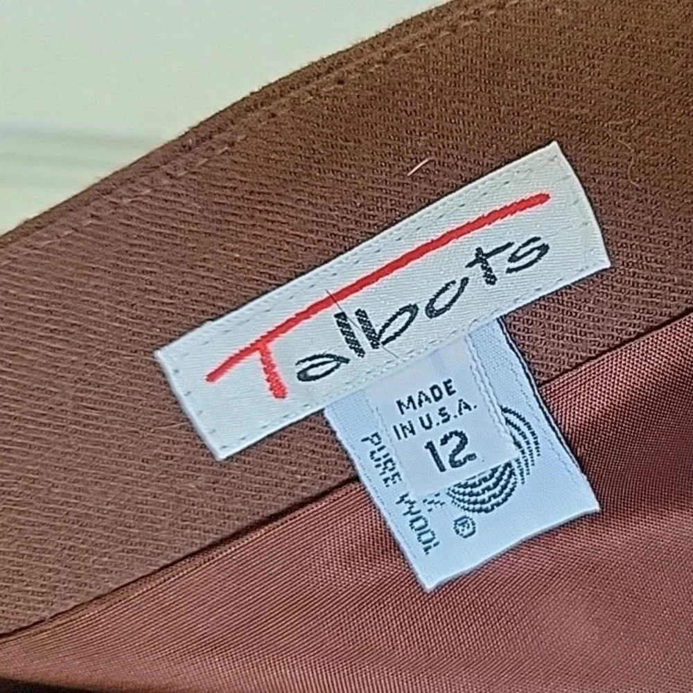 Vintage Talbots Brown Wool Skirt Suit Set Made in USA‎ Size 12 Double Breasted